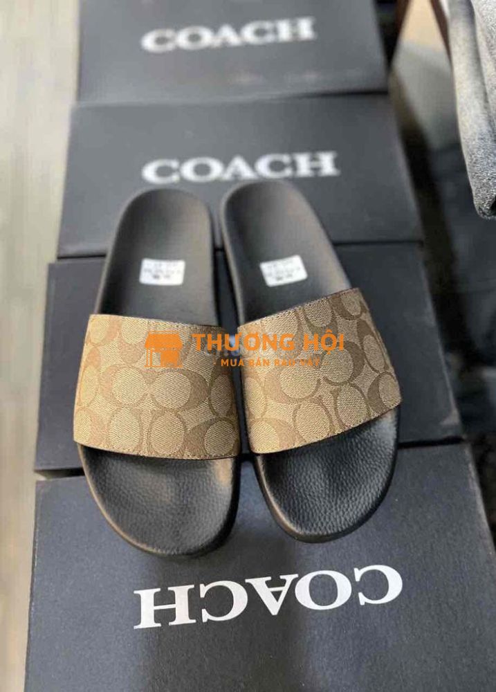 Dép Nam Coach Nâu Full Hoạ Tiết