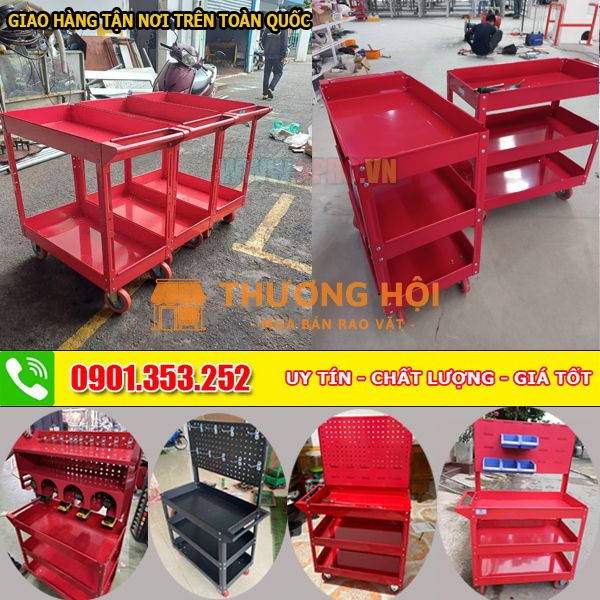 Xe đẩy 3 ngăn giúp lưu trữ bảo quản dụng cụ, đồ nghề cơ khí