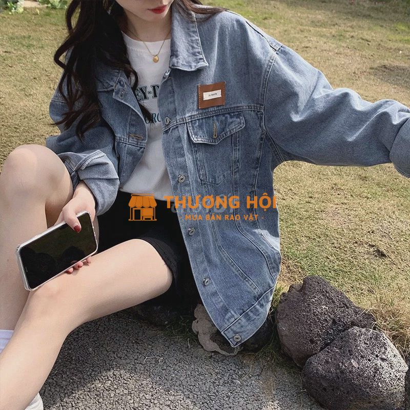 Áo khoác jean KABICO size M form rộng - Màu xanh