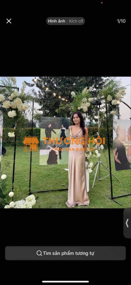 Váy lụa màu nâu khói