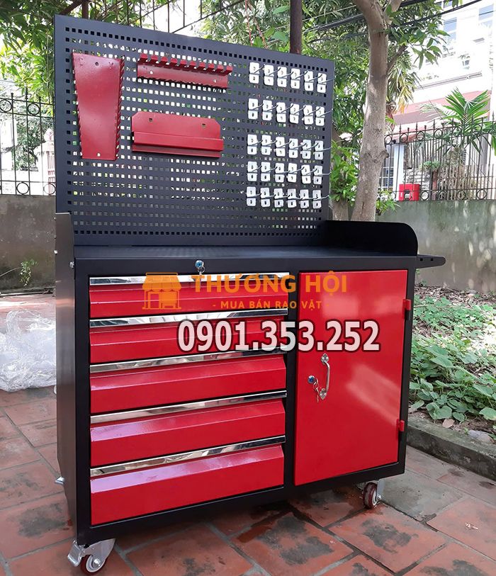 Tủ dụng cụ 6 ngăn màu đỏ đen