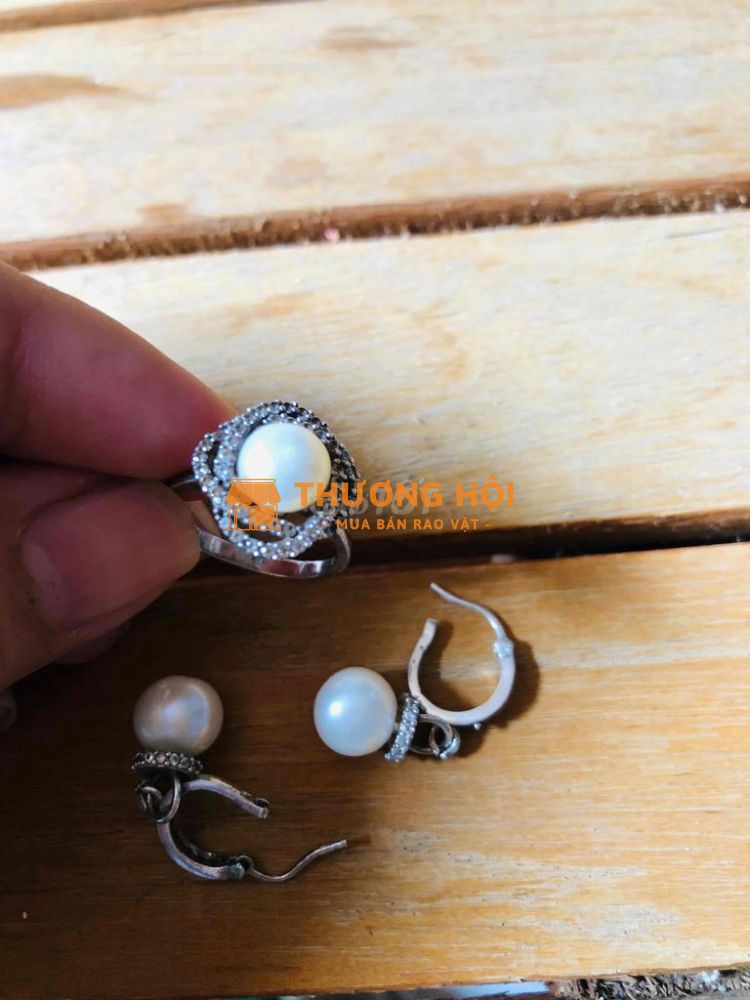 thanh lý bộ bạc ngọc trai xinh yêu