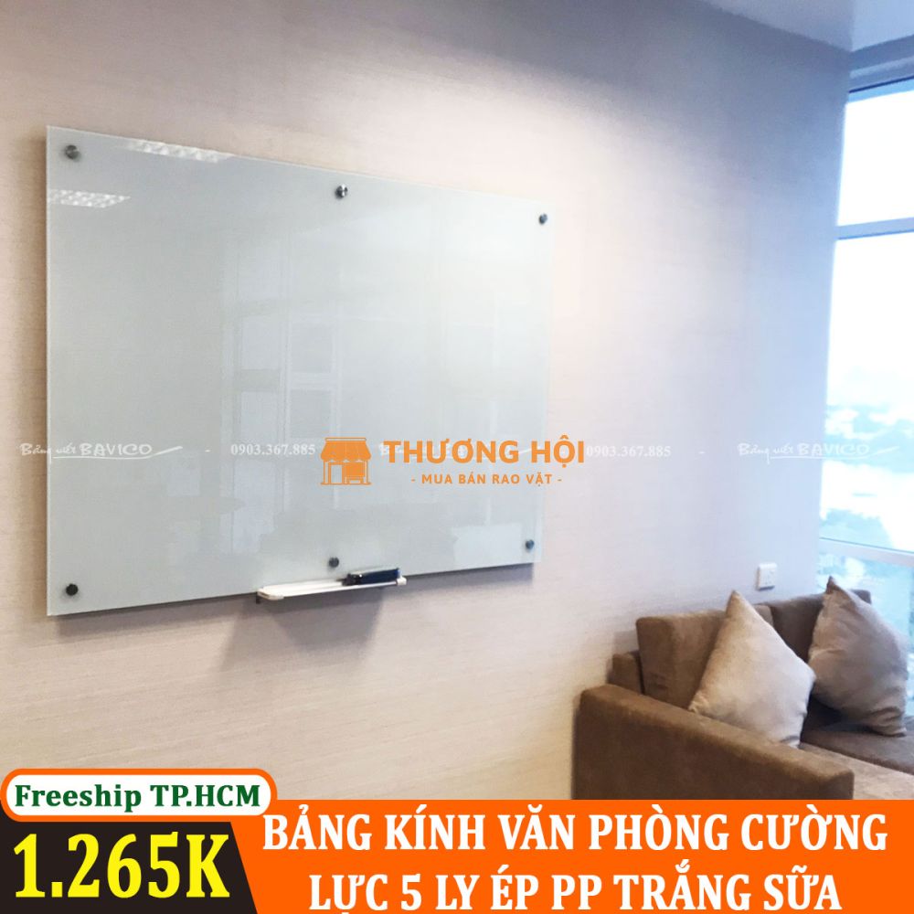 BẢNG KÍNH VĂN PHÒNG CƯỜNG LỰC 5 LY ÉP PP TRẮNG SỮA