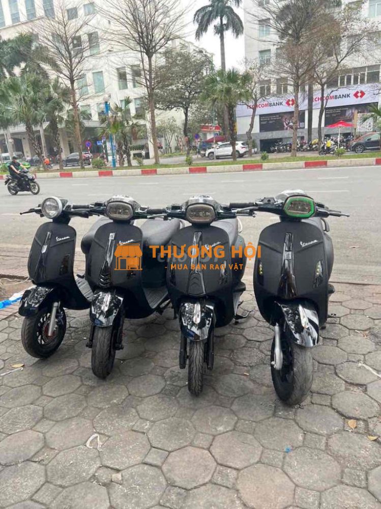 Xe điện Vespa đen nhám đèn vuông đầy đủ giấy tờ