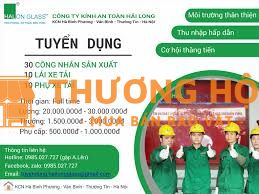 Cty Kính An Toàn Hải Long tuyển 50 công nhân, 10 lái xe tải, 10 phụ xe