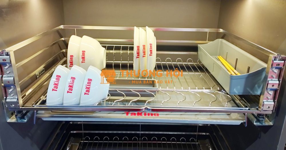 Kệ bát đĩa nan dẹt SUS 304 cánh kéo cao cấp, hiện đại, bền đẹp TaKing