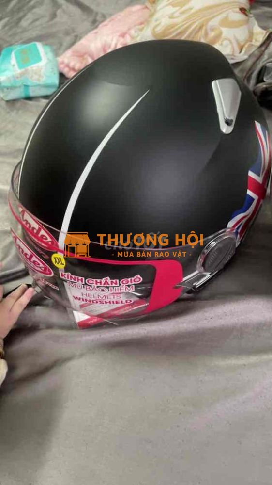 Mũ bảo hiểm Andes XXL, đen/trắng