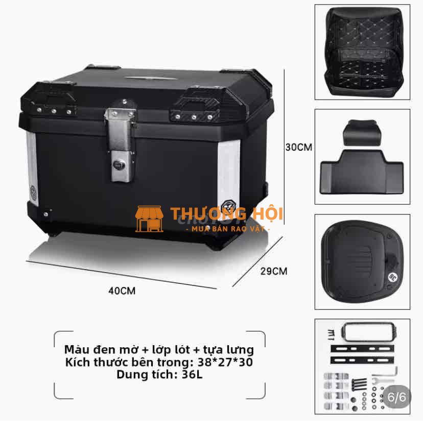 Thùng sau xe máy 36L full bộ
