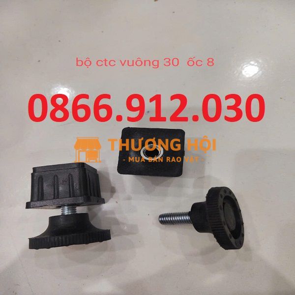 Cấu tạo bộ chân tăng chỉnh chiều cao vuông 30x30mm.