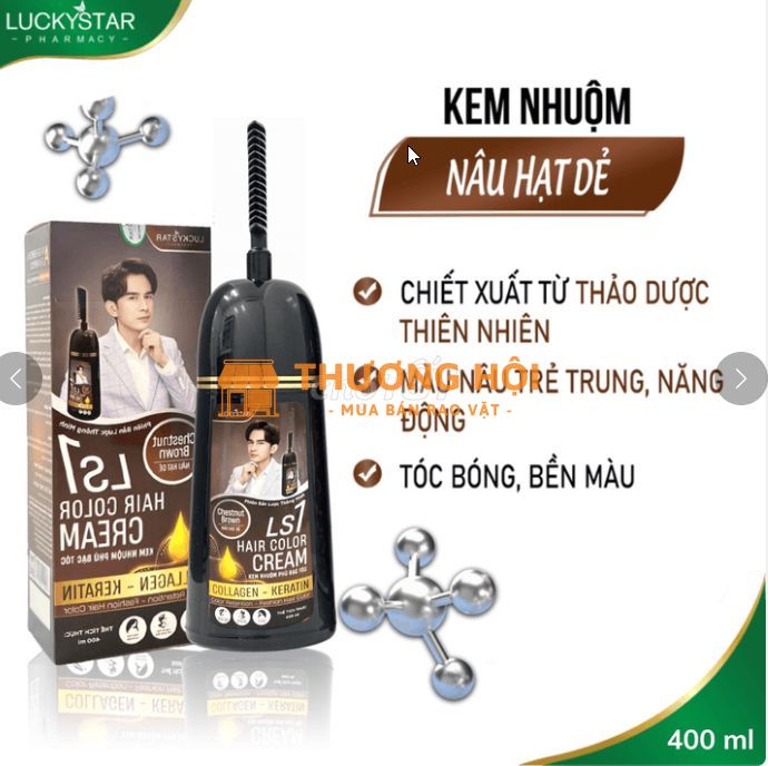 KEM NHUỘM PHỦ BẠC NÂU HẠT DẺ 400ML - LUCKY STAR
