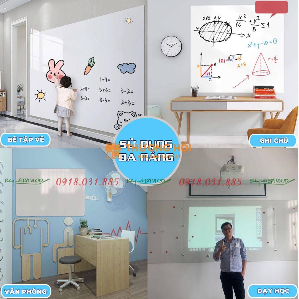 Bảng từ trắng dán tường đa năng viết bút lông Hàn Quốc