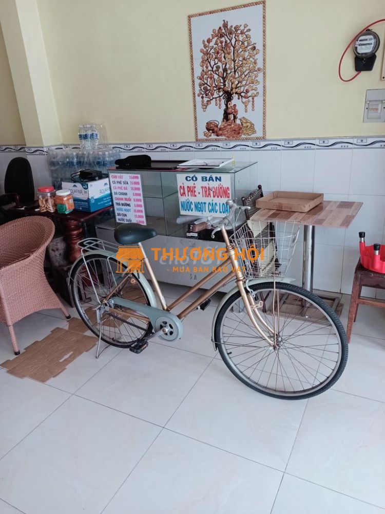 Xe đạp màu vàng cát mai mắn.