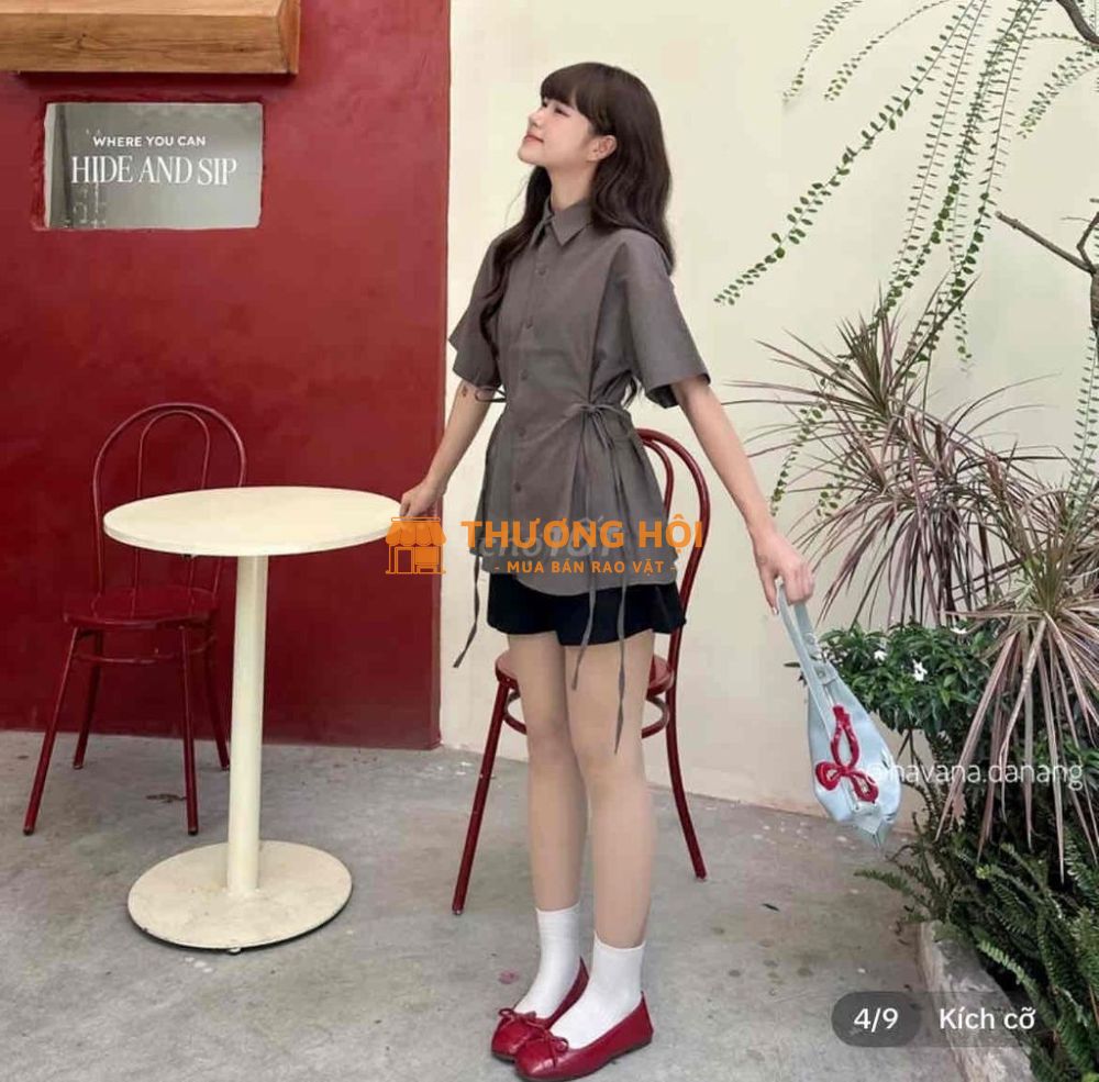 áo sm nâu có thắt dây eo