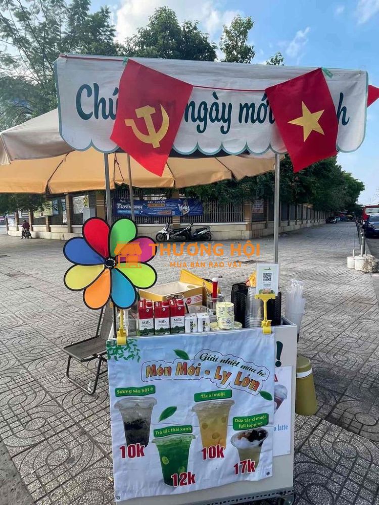 Xe bán cafe mang đi ( kèm dù 3m )