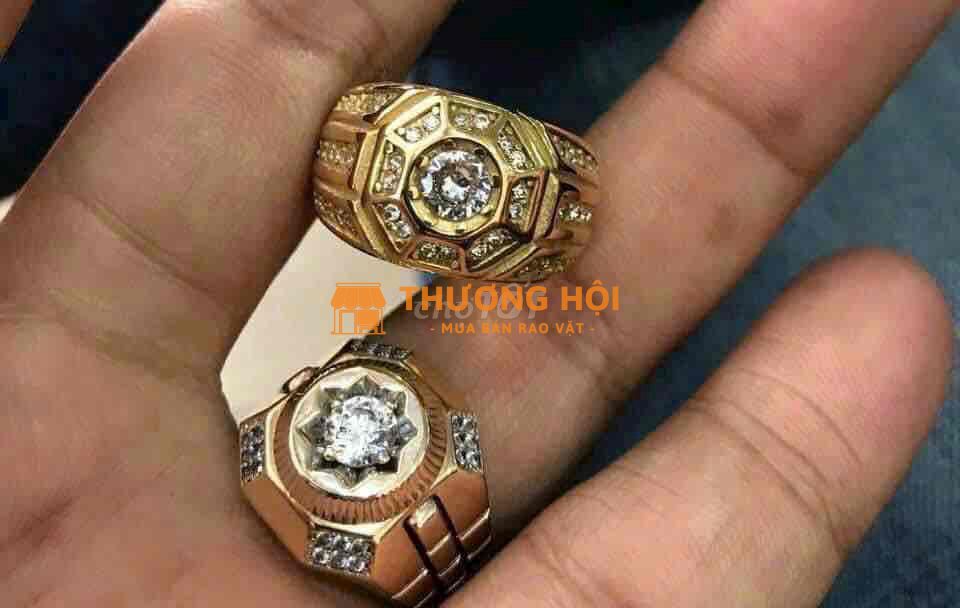 Nhẫn Bát Quái Nam Hợp Kim Mạ Vàng