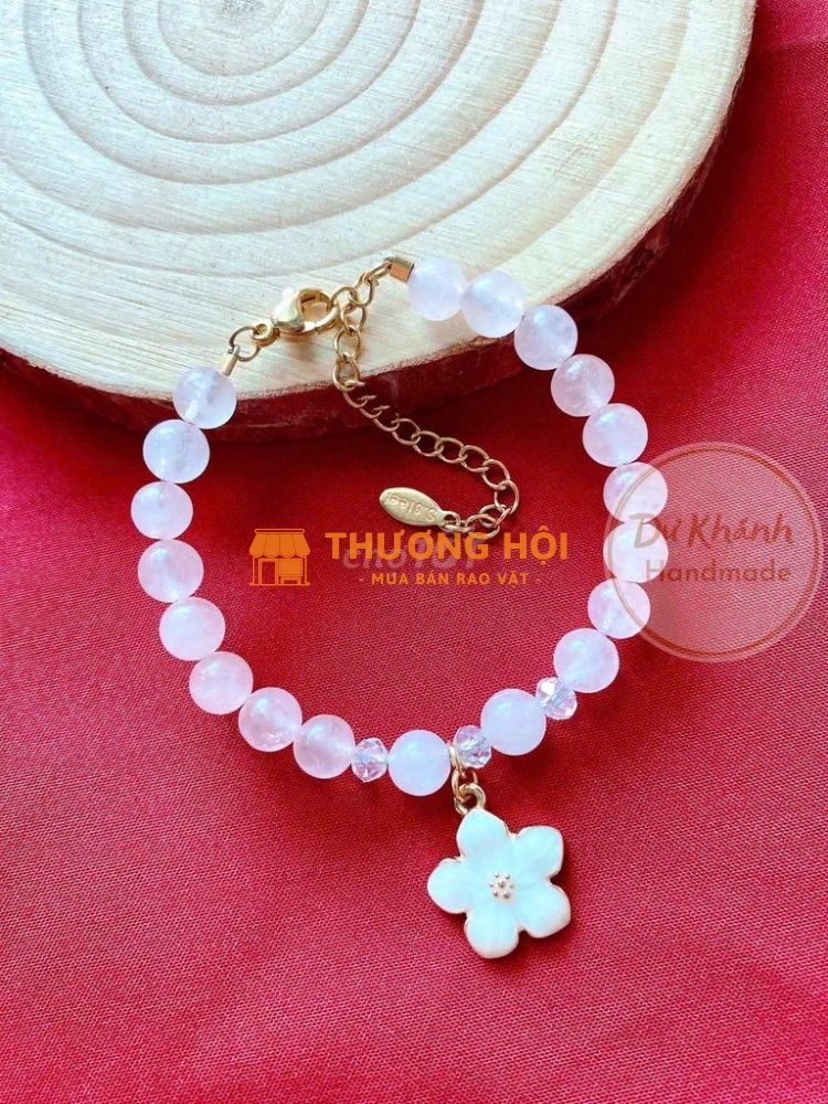 Vòng titan hạt thạch anh hồng - Freeship