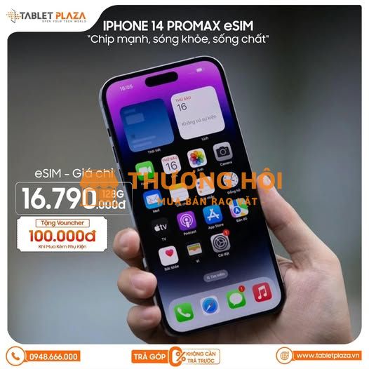 Siêu phẩm iphone 14 pro max 128g esim giá 16.790.000đ