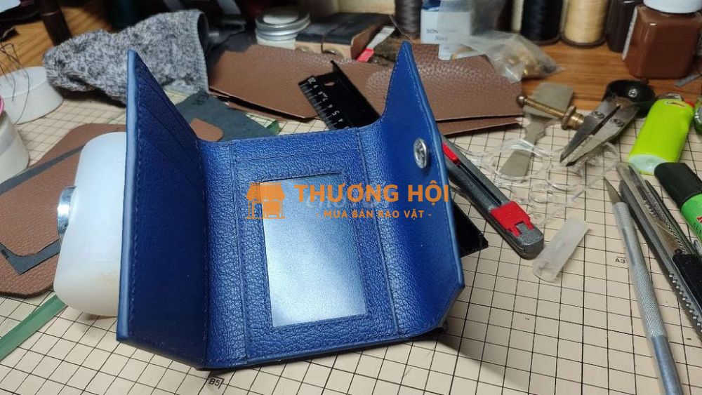Ví nữ gập 3 da thật