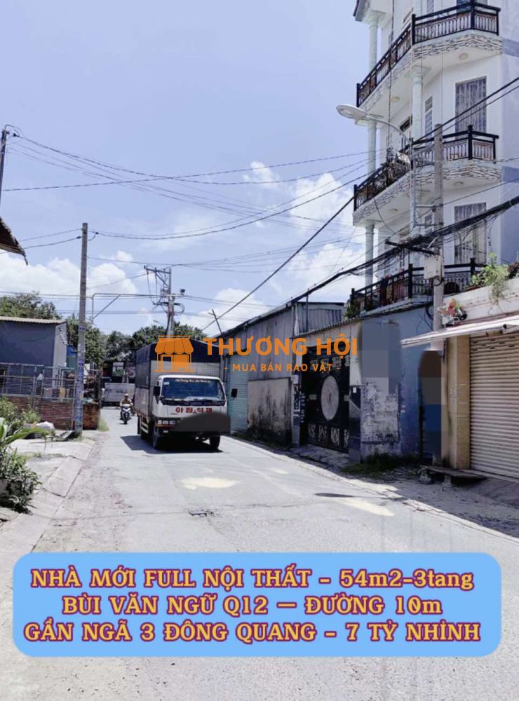 Nhà mới full nt 54m2-5tang Bùi Văn Ngữ Q12, đường 10m ,gần Ngã 3 Đông Quang, 7 tỷ nhỉnh 0932030061