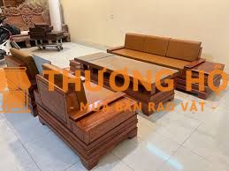 Bộ ghế sofa quây pháo cánh tiên đối gỗ hương đá