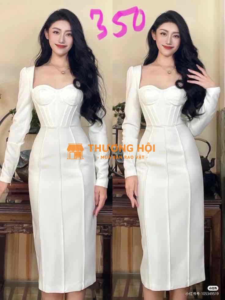 Váy liền HAÀN trắng dài tay nữ