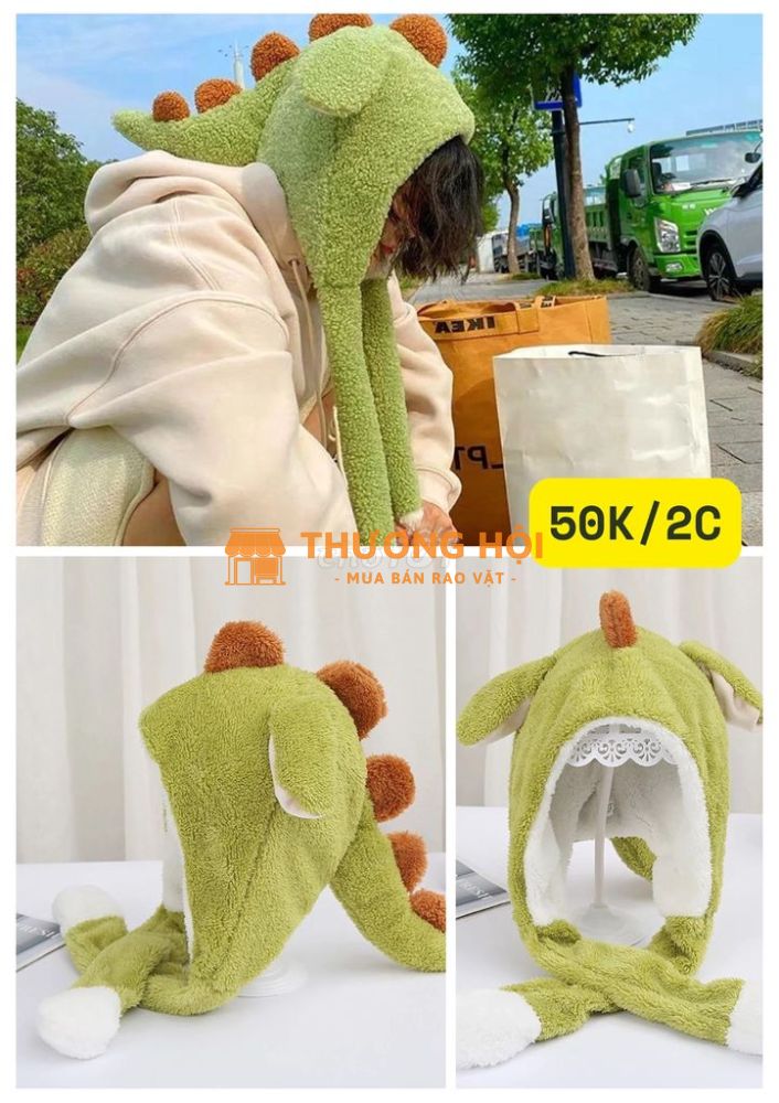 Mũ lông khủng long nhấn di chuyển (50K cả 2)