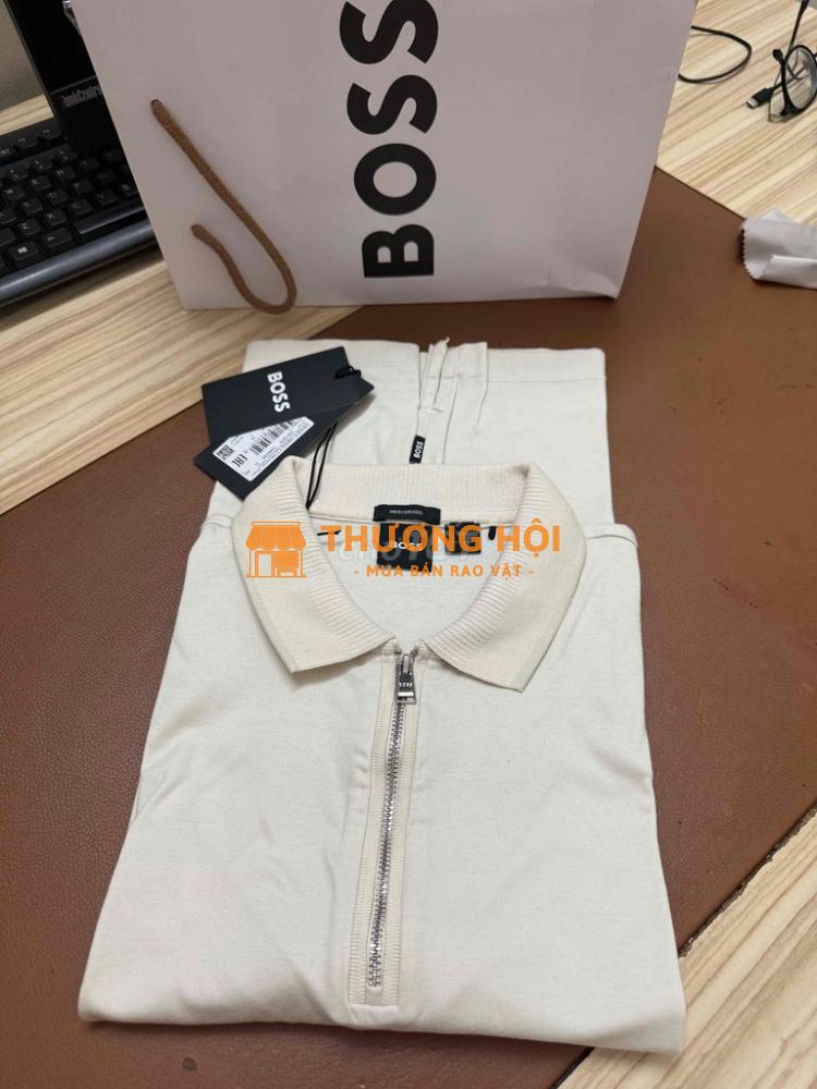 Áo polo Boss trắng kem chính hãng size S còn mới