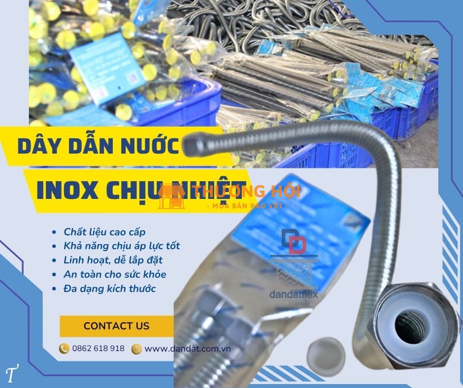 Dây dẫn nước nóng lạnh/ Ống cấp nước mềm cho máy nóng lạnh/ Ống cấp nước mềm inox