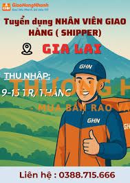 ĐĂK ĐOA - TUYỂN NHÂN VIÊN SHIPPER CHẠY GIAO HÀNG