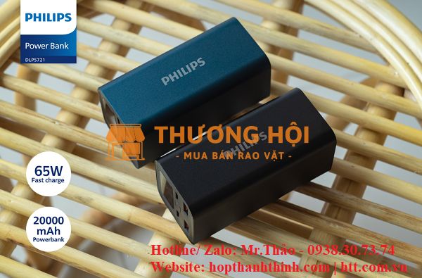 PIN DỰ PHÒNG PHILIPS DLP5721 – SẠC NHANH HAI CHIỀU PD 65W + 22.5W, DUNG LƯỢNG KHỦNG 20.000MAH