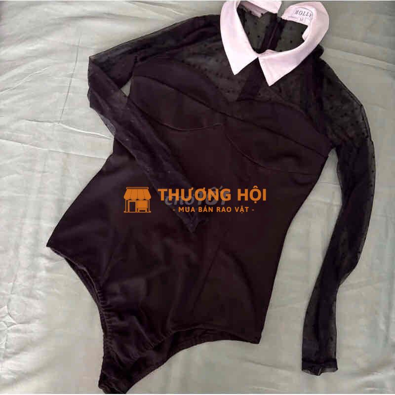 Thanh lý Body suit giả 2 lớp cổ sơ mi phối ren