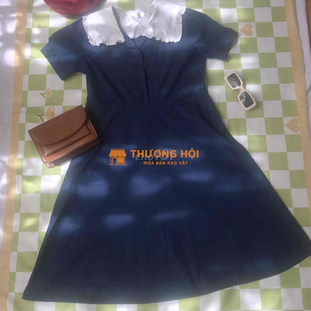 Thanh lý pass Đầm tiểu thư vintage cổ bèo dáng dài
