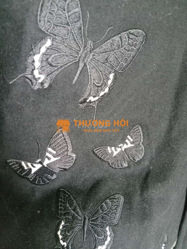 Áo khoác dạ dáng dài in bướm đẹp