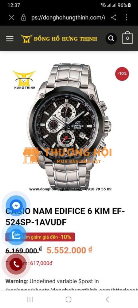Đồng hồ Casio pin 6 kim 3 cốt 1 lịch chính hãng