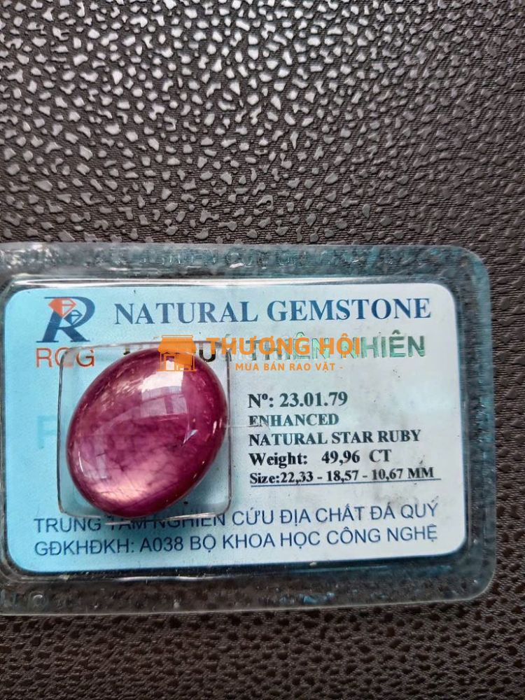 Bán viên ruby đỏ sao tự nhiên kiểm định tl 49,9ct