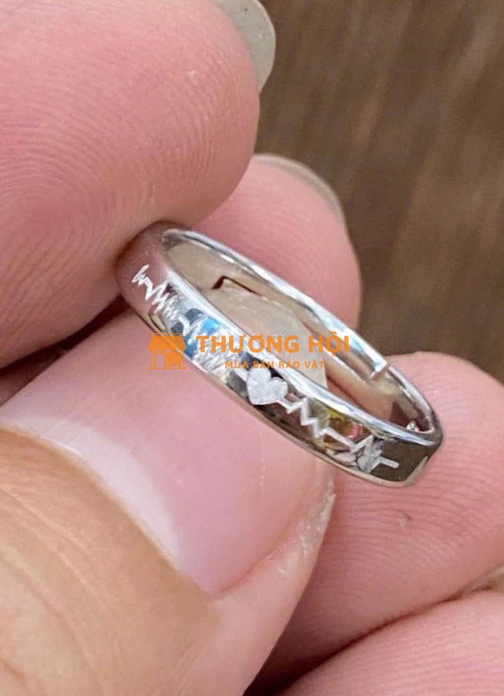 Nhẫn bạc Nữ 925,mạ vàng trắng,form nhỏ,hoạ tiết