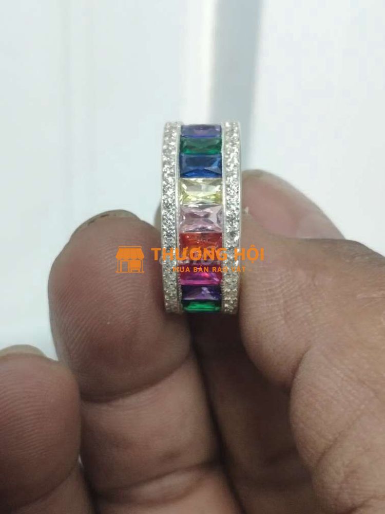 nhẫn bạc đá ngũ sắc