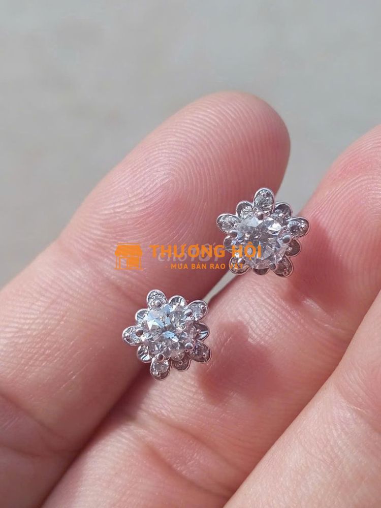Bán hoa tai vàng 14k full kim cương tự nhiên 5ly4
