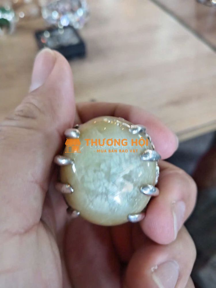 Bán nhẫn nam bạc đính đá saphia vàng size khủng