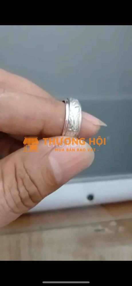 Nhẫn bạc ngoại 925xoay, họa tiết sắc nét tinh