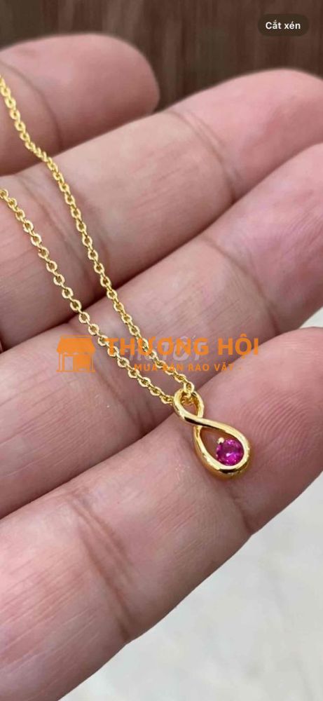 Dây chuyền Nữ thời trang mạ vàng, mặt đính viên đá