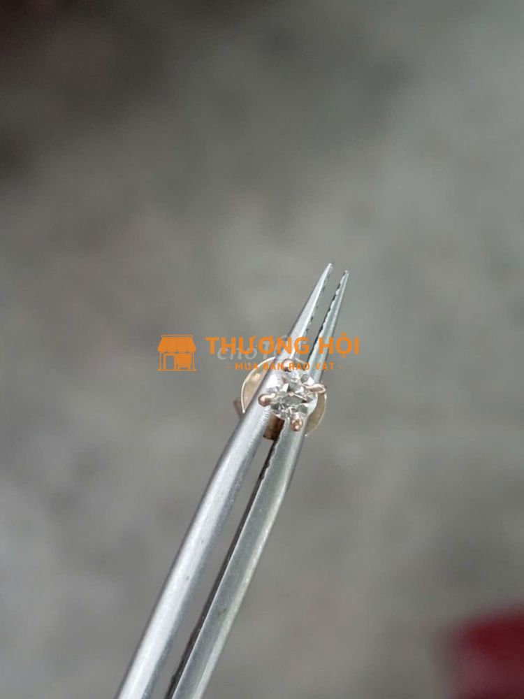 Bán hoa tai đơn vàng 10k kim cương tự nhiên 3ly2