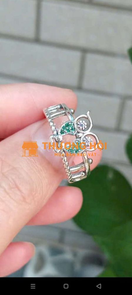 📕 Nhẫn bạc hình cú mèo đính đá, xinh xắn, độc lạ