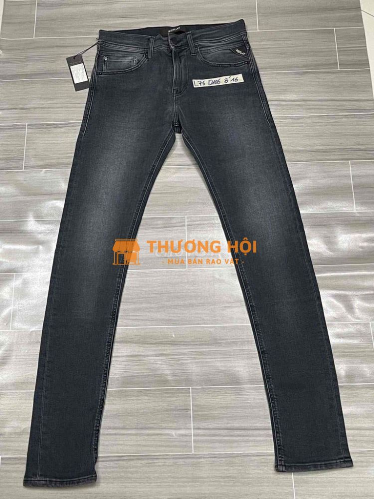 Quần Jean Replay Skinny Nam, Xám Đen
