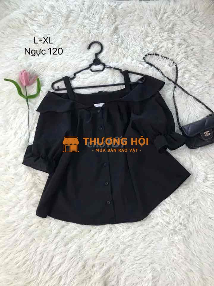 Áo hở vai màu đen L-XL (bigsize)