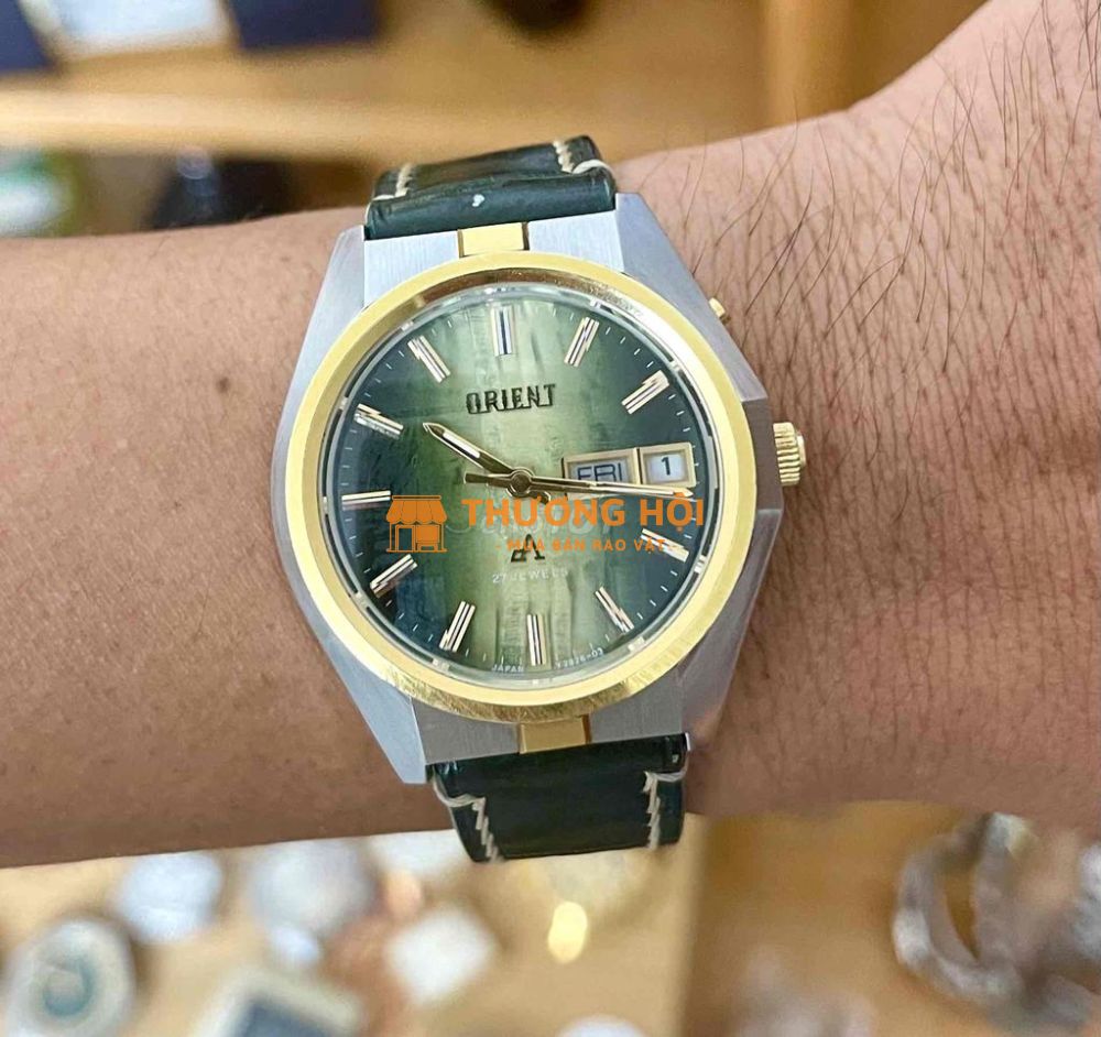 Đồng Hồ Orient automatic 27J mặt xanh lá đẹp.