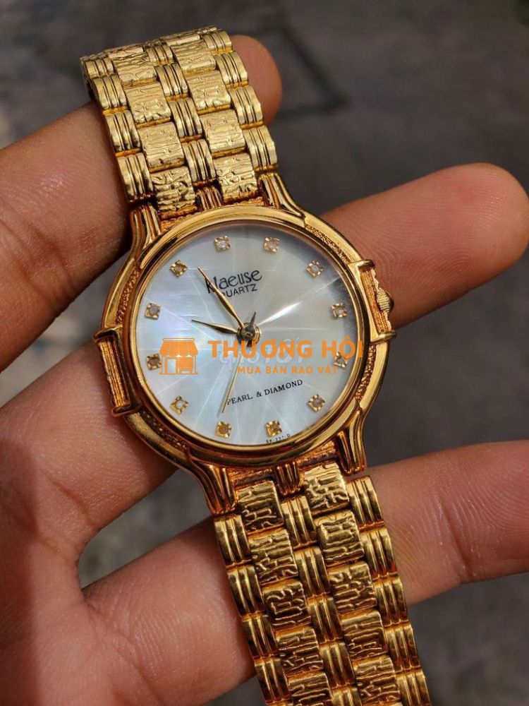 Đồng Hồ Unisex Klaeuse Quartz Mặt Xà Cừ & Diamond