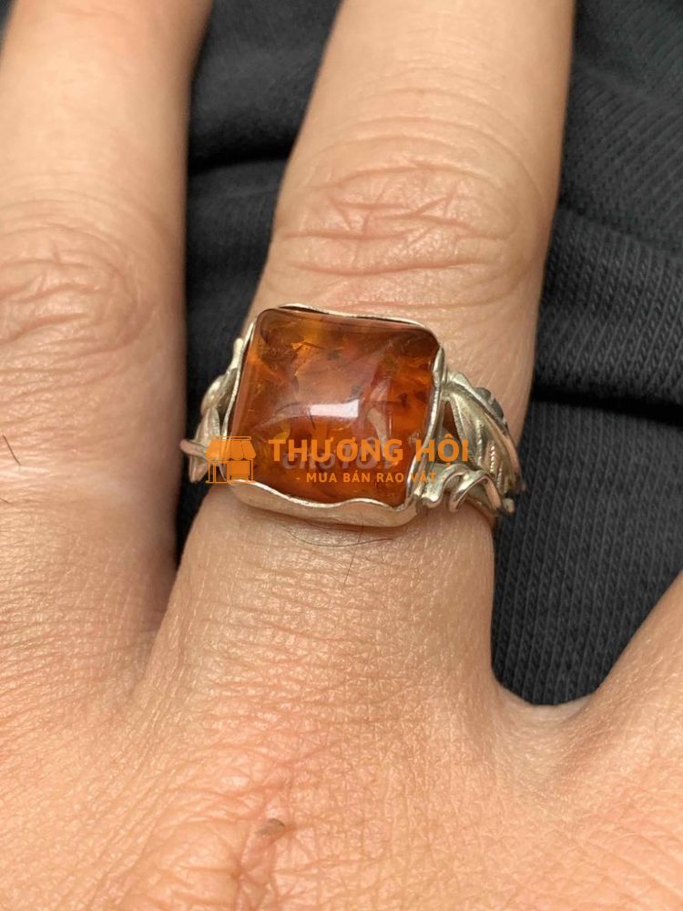 Nhẫn bạc 925 hổ phách
