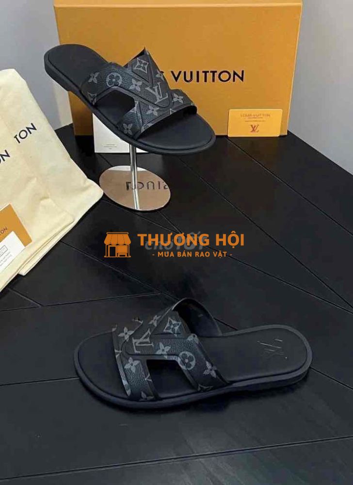 Dép Nam LV Hoa Đen