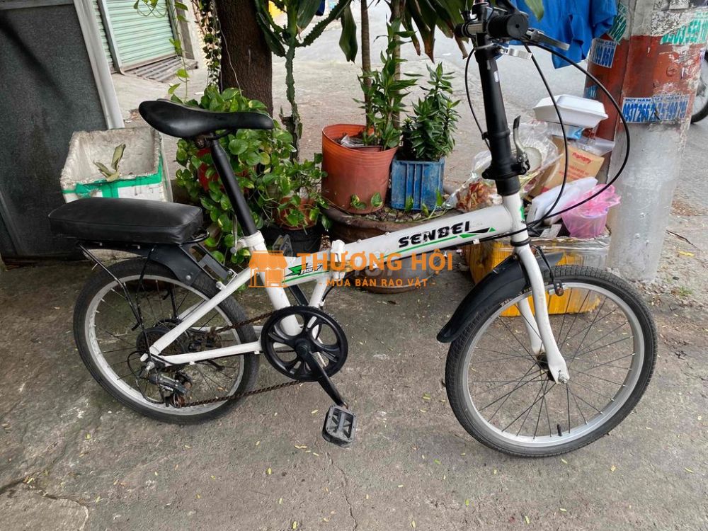 xe đạp gấp màu trắng